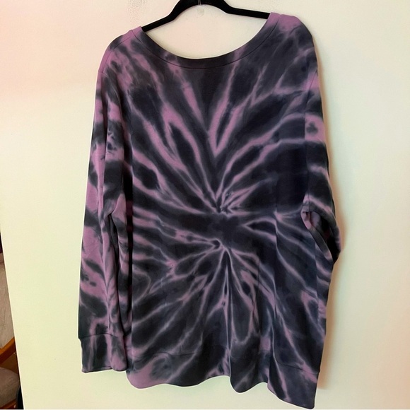 Torrid Women Plus Size Black and Purple Oversized Tie Dye Pullover Sweatshirt 4X - Picture 4 of 9